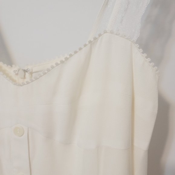 New Reformation Wynton Midi White Button Down Dress With Lace Size US 8 - Picture 9 of 14